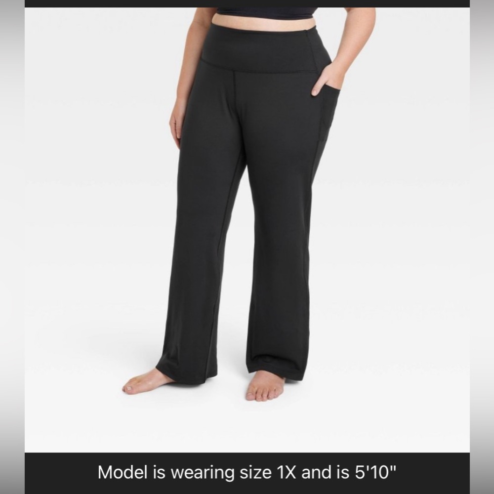 Women's Curvy Pocket Straight Leg Yoga Pants 31.5" - All in Motion Black 3X NWOT